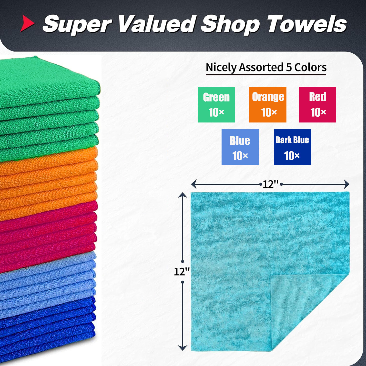 Microfiber Cleaning Cloth Set of 50 Towel Rag Car Polishing Detailing No-Scratch
