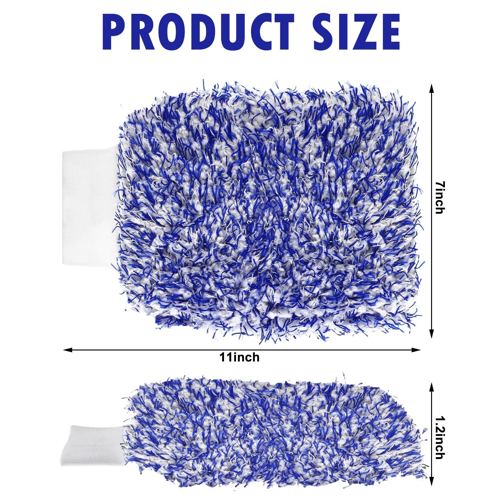 5 Pcs Microfiber Car Wash Mitt Absorbent Blue, Black, Red, White, Grey Small