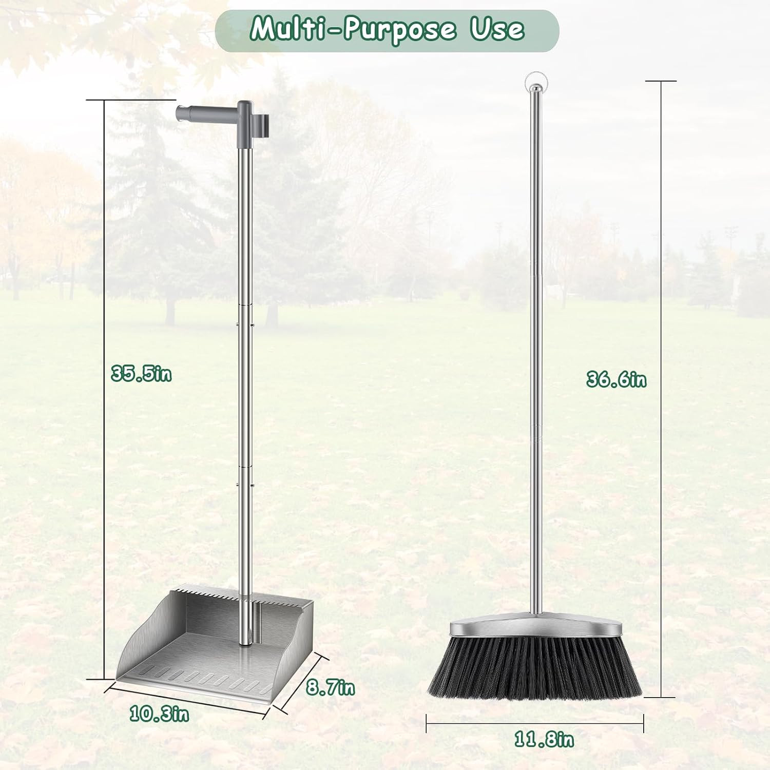 Metal Broom with Dustpan Combo Set-Long Handle Broom with Dustpan,Heavy Duty