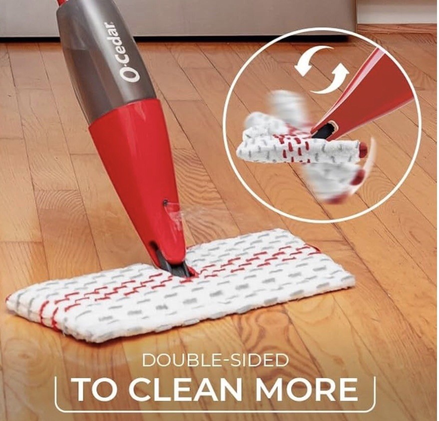 O-Cedar ProMist MaxMicrofiber Spray Mop Red/White Reusable Laminate Wood Surface