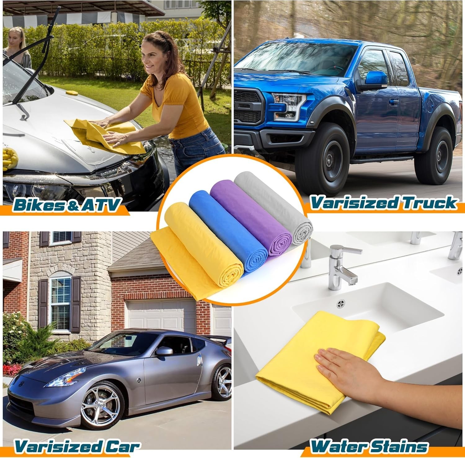Premium Shammy Towel for Car, Super Absorbent 2 Pack 26″”x17″” Car Drying Towel