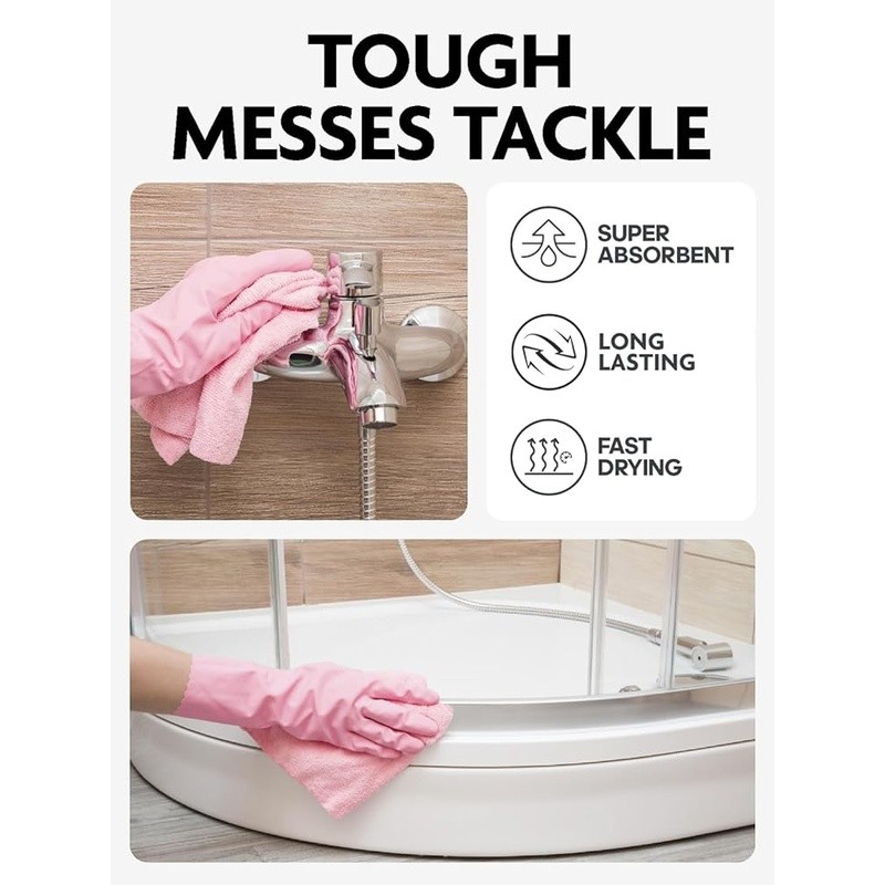 75 Count Microfiber Cleaning Cloths Quick Tear Washable Lint Free Absorbent Pink