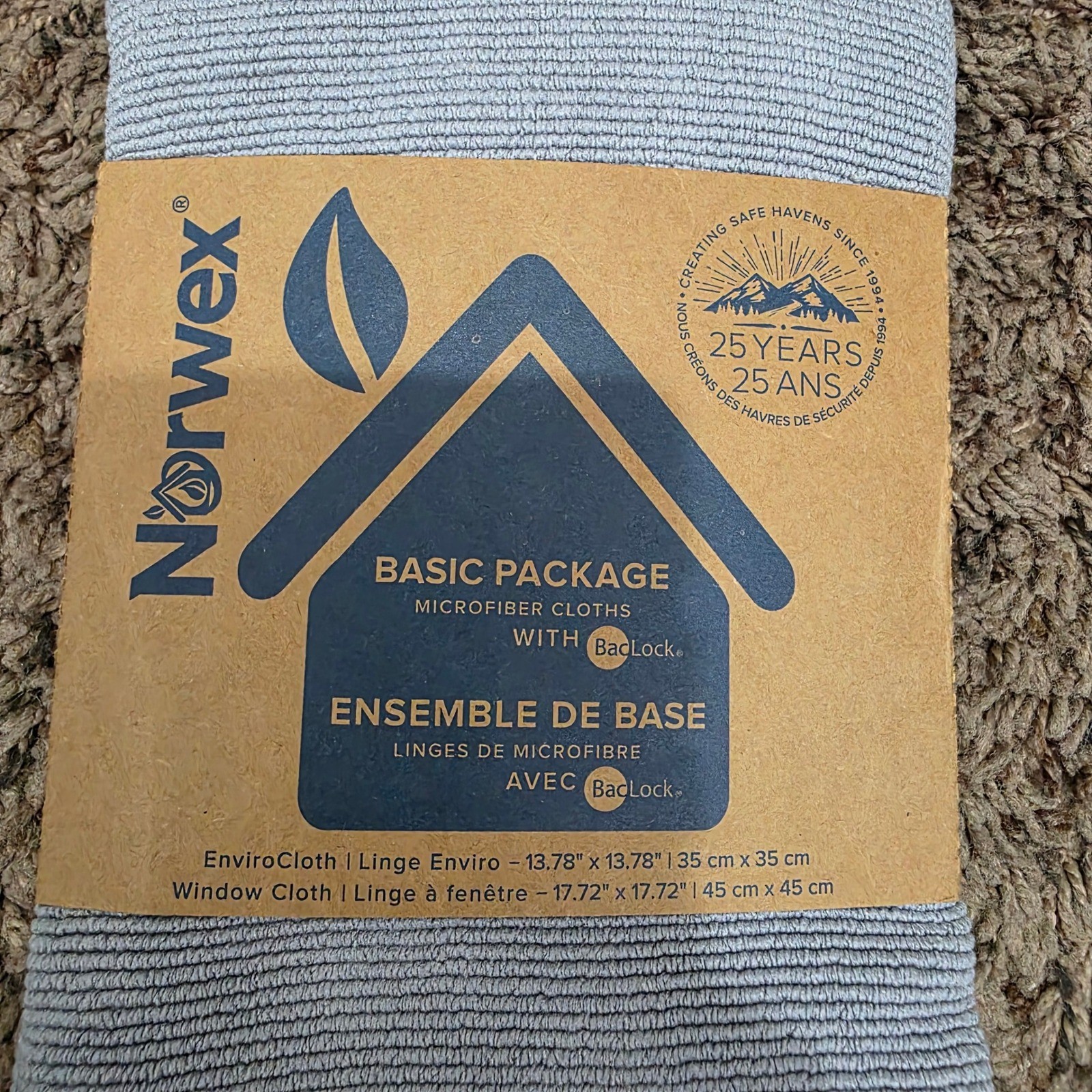 Norwex Basic Package 2 Set Graphite EnviroCloth Purple Window Cloth BacLock NEW