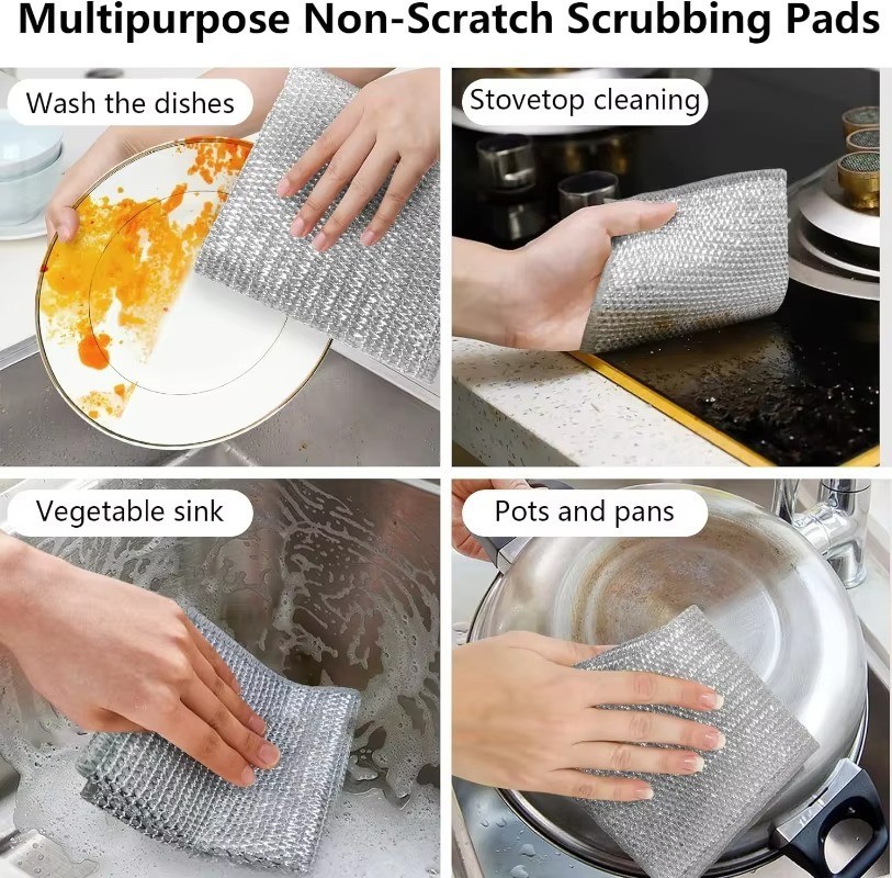 20/1pcs Magic Cleaning Cloth Thickened Double -sided Metal Steel Wire Rags Kitch