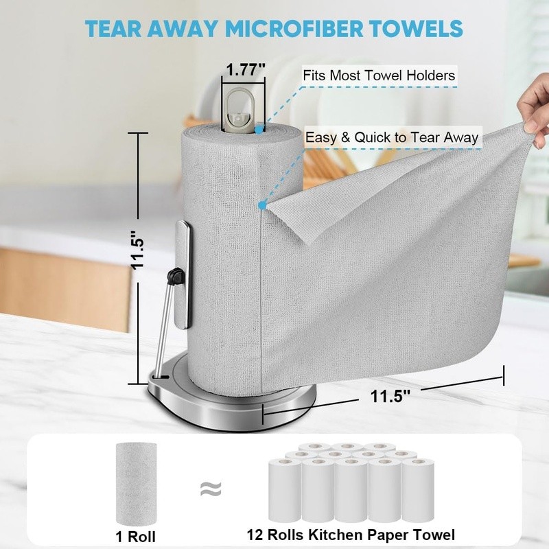 Microfiber Cleaning Cloths Tear-Away Rolls Lint-Free High Absorbency 75 Count US