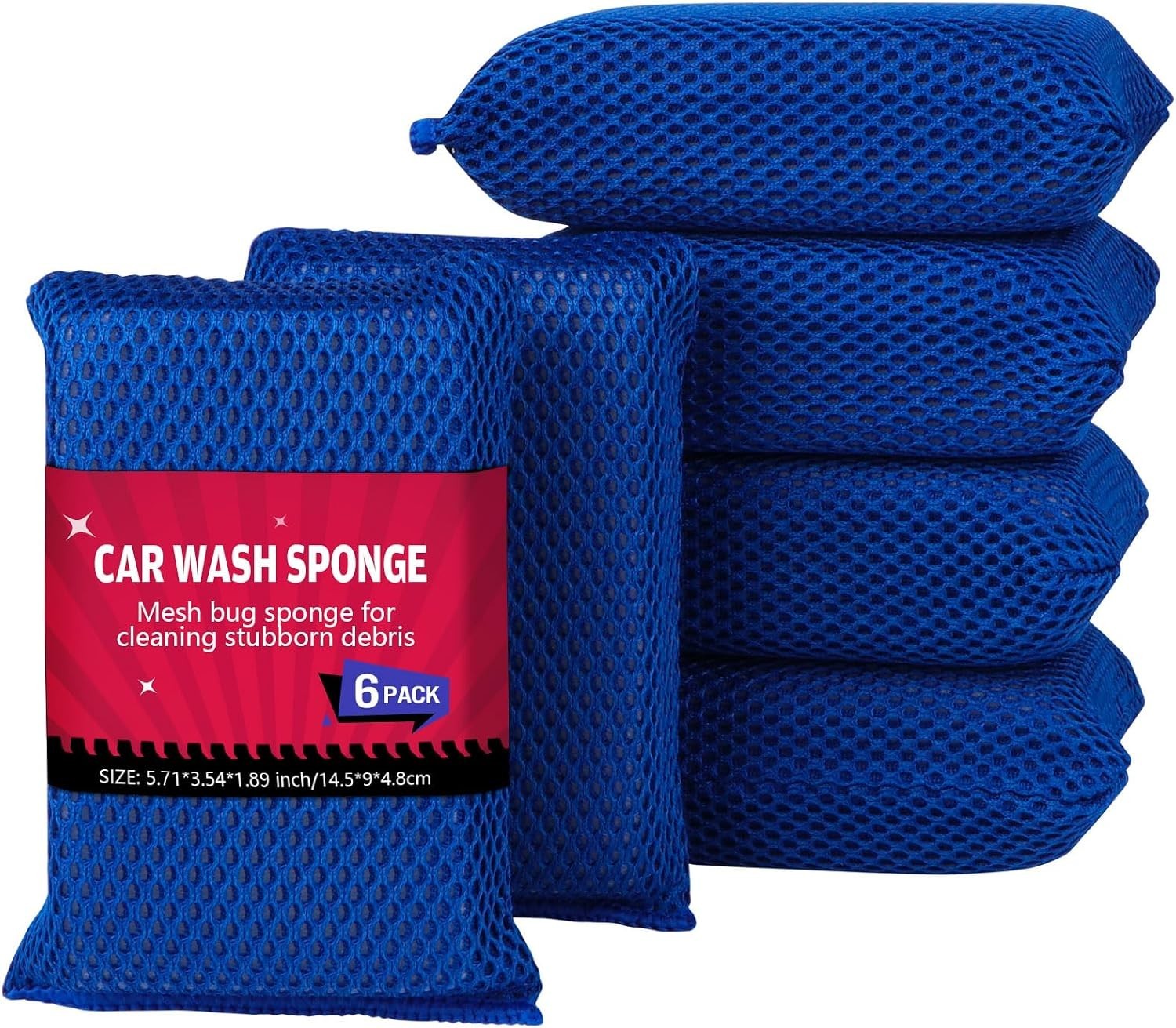 Car Wash Sponge 6PK, Microfiber Large Bug and Tar Remover for Cars | Non Scra…