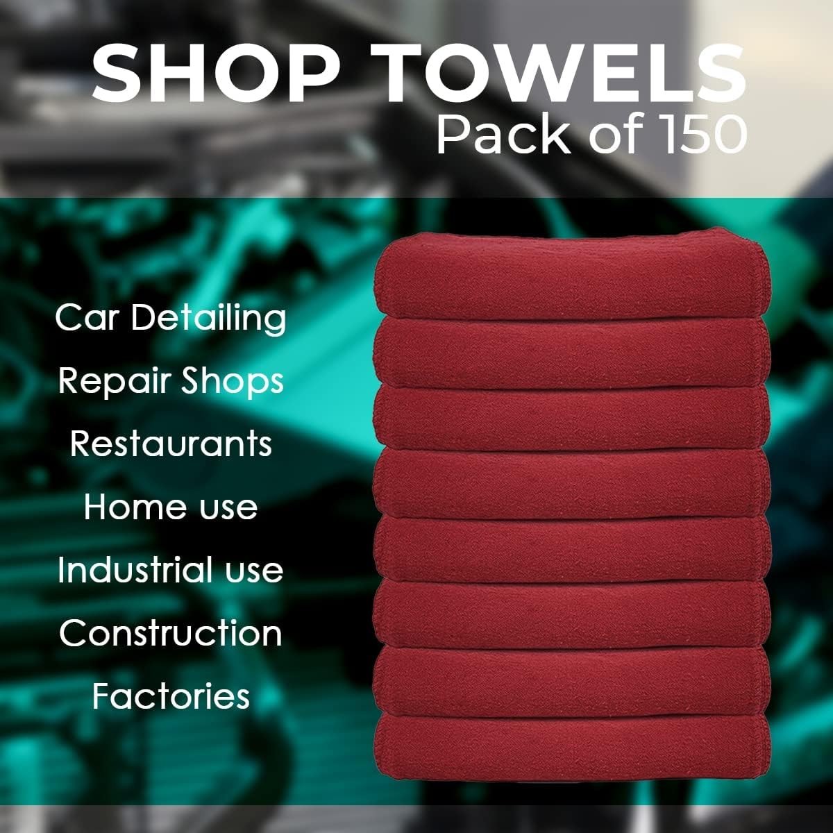 Cotton Shop Rags – Pack of 150 Size 12×14 Inches Cleaning Rags – Absorbent Sh…