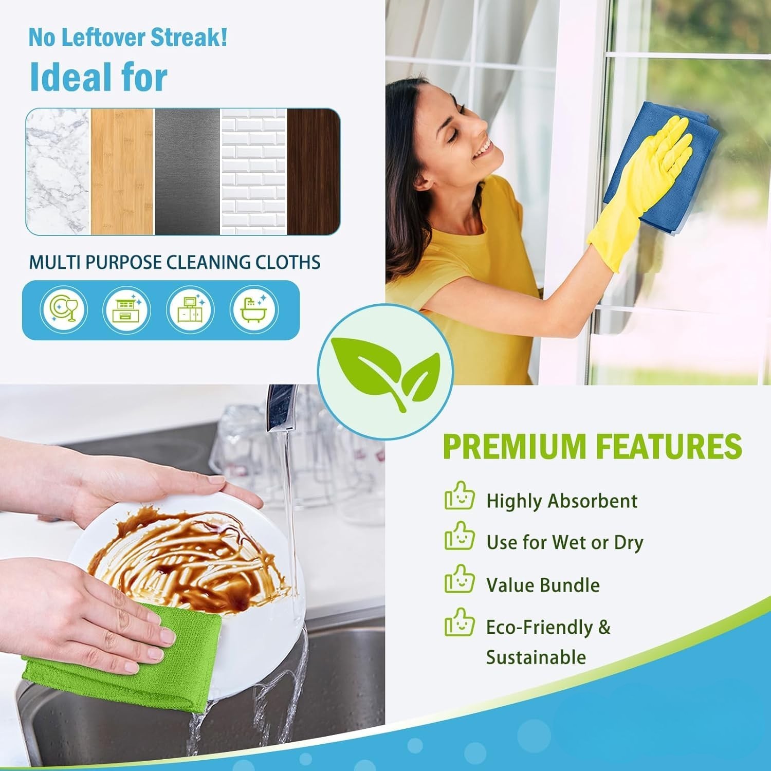 Paquete 100 Paños de Microfibra Toallas para Auto Cocina y Hogar 12×12