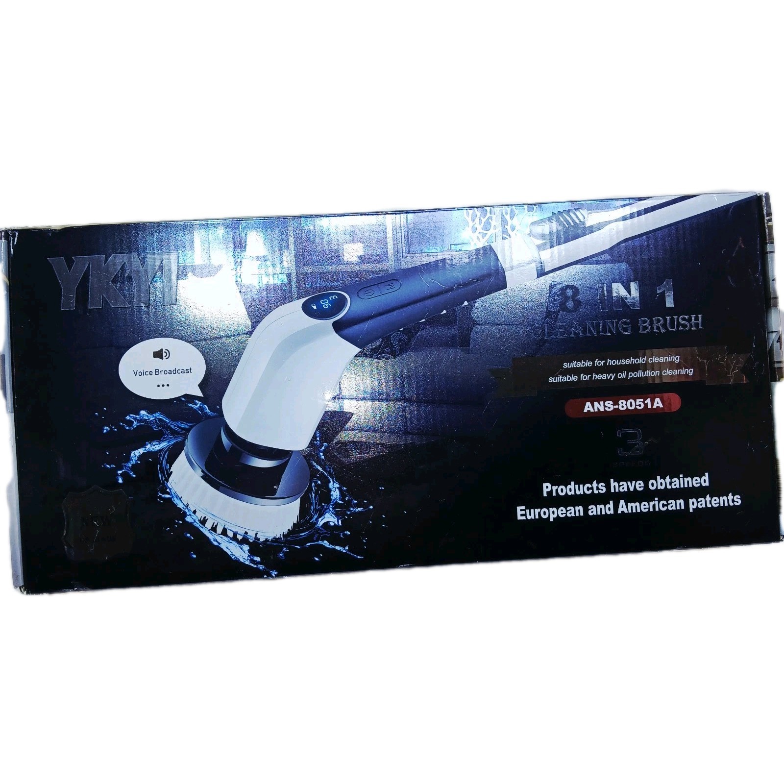 NEW YKYI Electric 8 in 1 Cleaning Brush With Voice Assistant – ANS-8051A 3speed