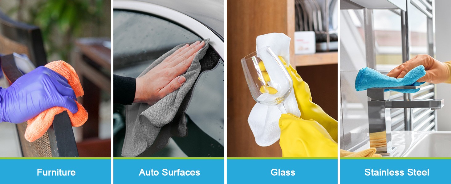 Microfiber Cleaning Cloth-8PK, Microfiber Towels for Cars 12″x16″ | Soft