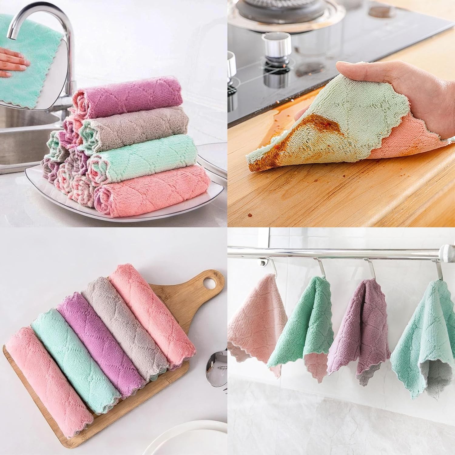 24 Pack Lint-Free Microfiber Cleaning Cloths Super Absorbent Quick Dry