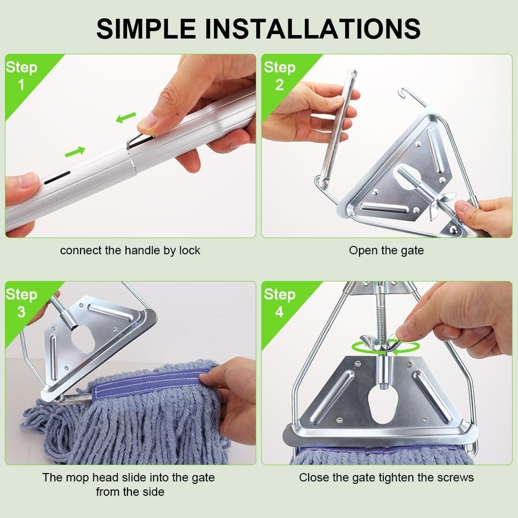 Mop Handle Commercial Heavy Duty – 57 Inch Industrial Metal Mop Stick Replace…