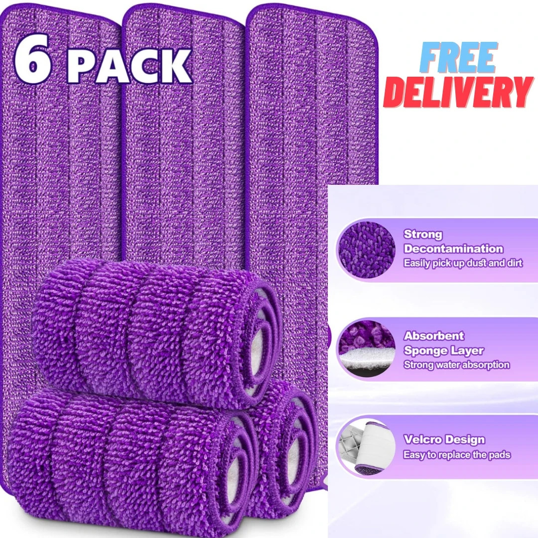 6 Pack Reusable Mop Pads for Swiffer PowerMop, Power Mop Pads 15” Microfiber Re