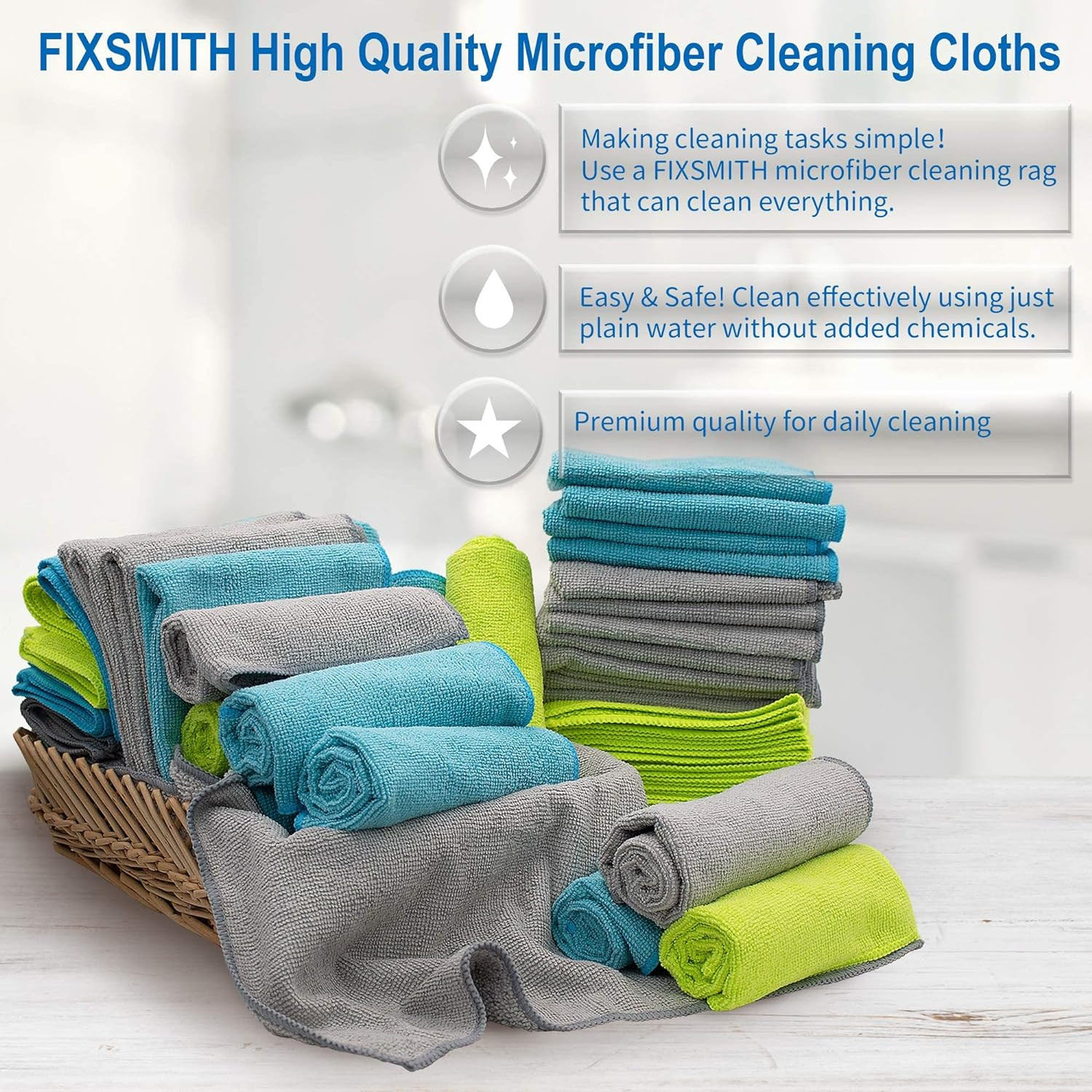 Microfiber Cleaning Cloth – Pack of 50, Microfiber Towels for Cars 16 X 12 In, H