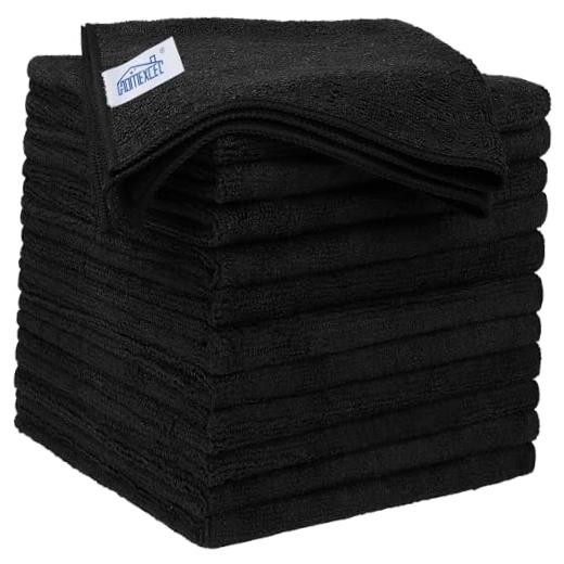 Microfiber Cleaning Cloth Pack.5 x.5 inch Microfiber 12.5 x 12.5 Inch 12 Black