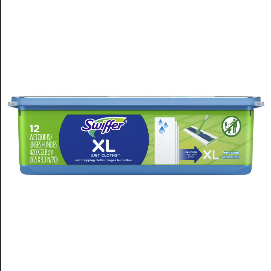 Mop XL Wet Pads Refill Fresh Scent Floor Cleaning Cloths 12 Count Pack