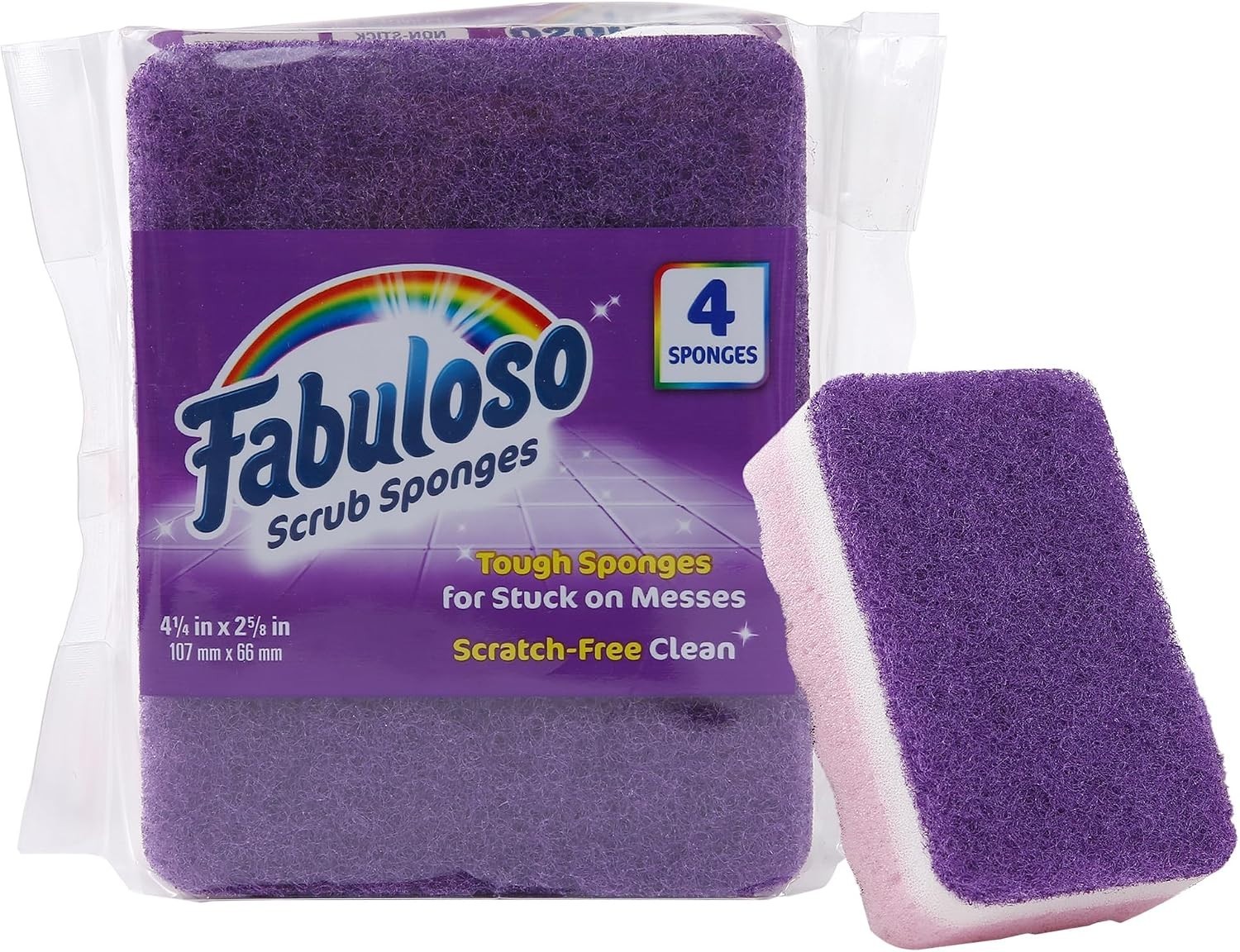 Comfortable Grip 4-Pack Purple Cleaning Sponges – Dual-Sided for Tough Residues