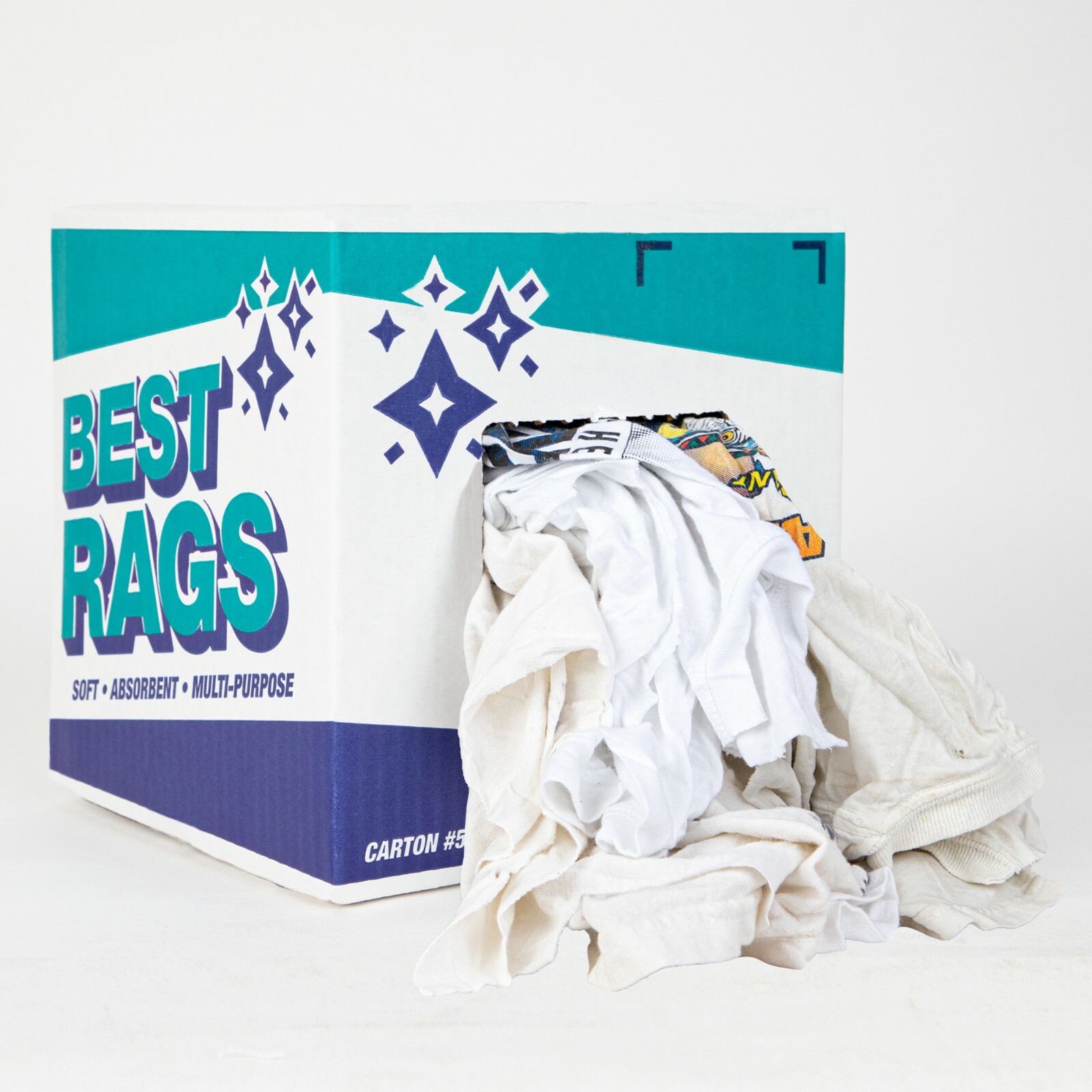 Recycled T-Shirt Rags for Cleaning, Package Size Options, Multi-Purpose, White