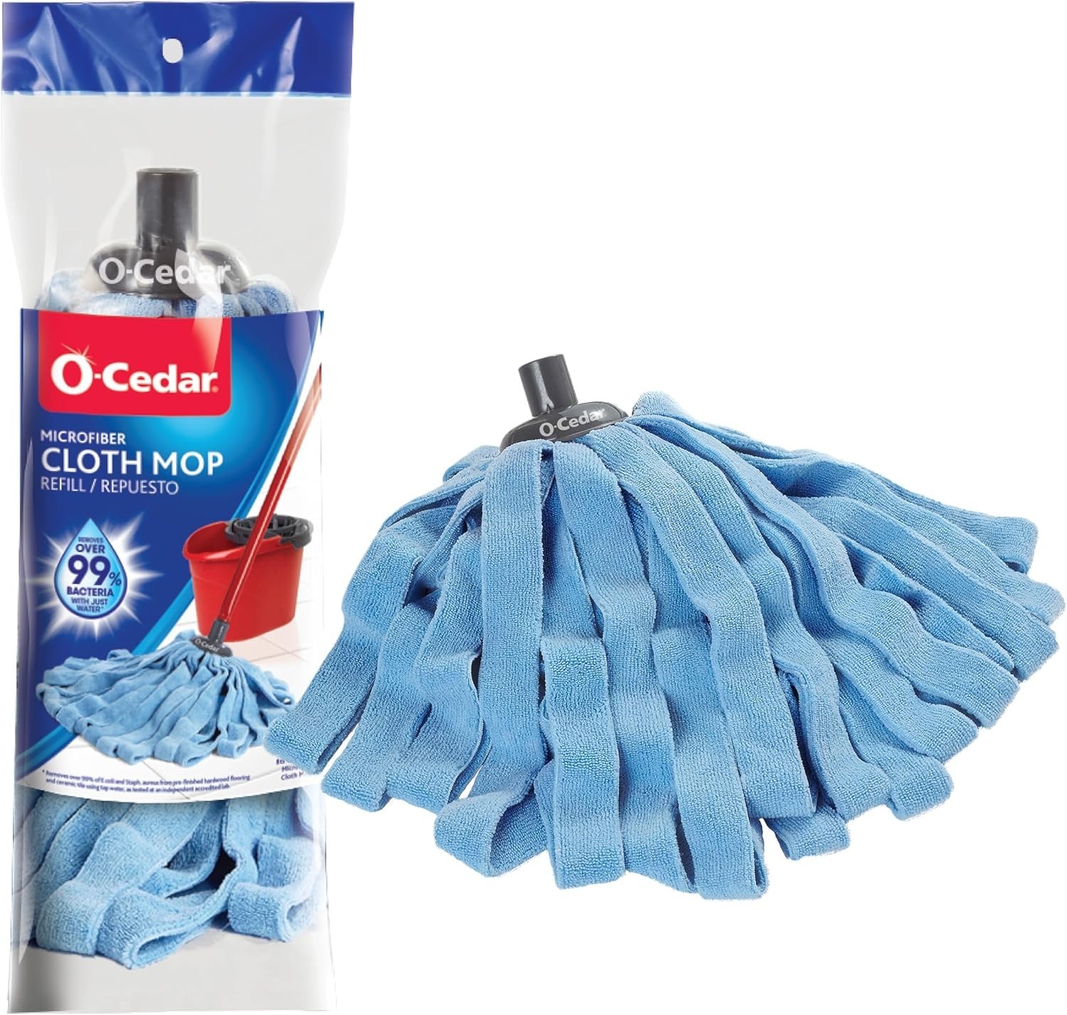 O-Cedar Microfiber Cloth Mop Refill, Blue 1 Count (Pack of 1) Washable Reusable