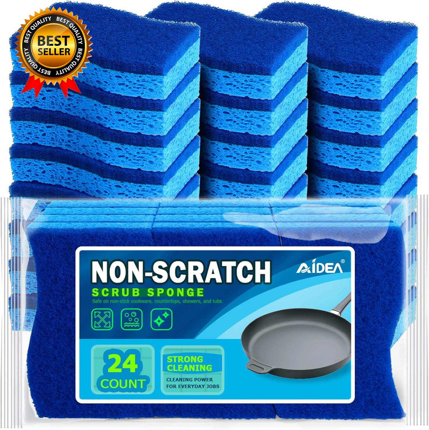 Non Scratch Scrub Sponge 24Count Sponges for Dishes Sponges Kitchen Cleaning