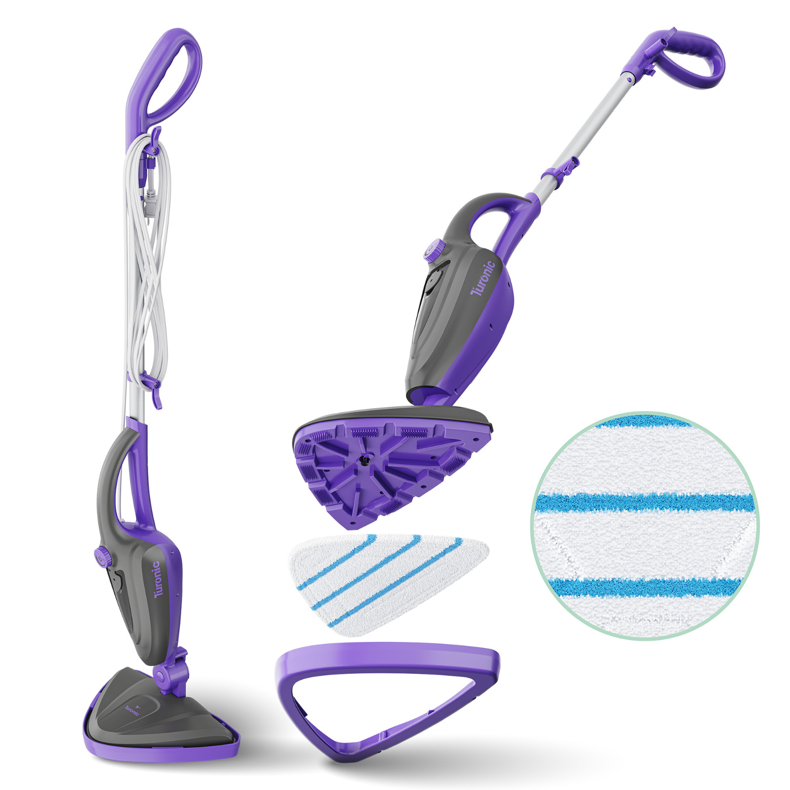 Turonic ST3 10-in-1 Steam Mop – 1500W, 110°C Floor Steamer, 15s Heat-up