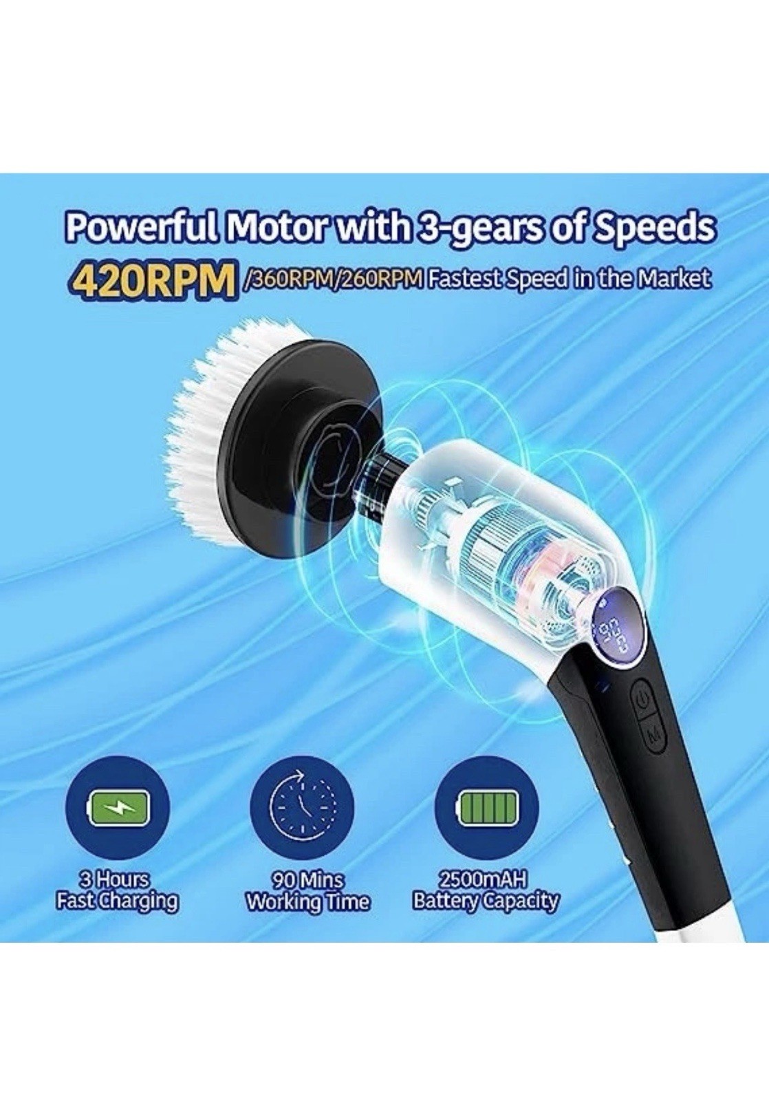 NEW YKYI Electric 8 in 1 Cleaning Brush With Voice Assistant – ANS-8051A 3speed