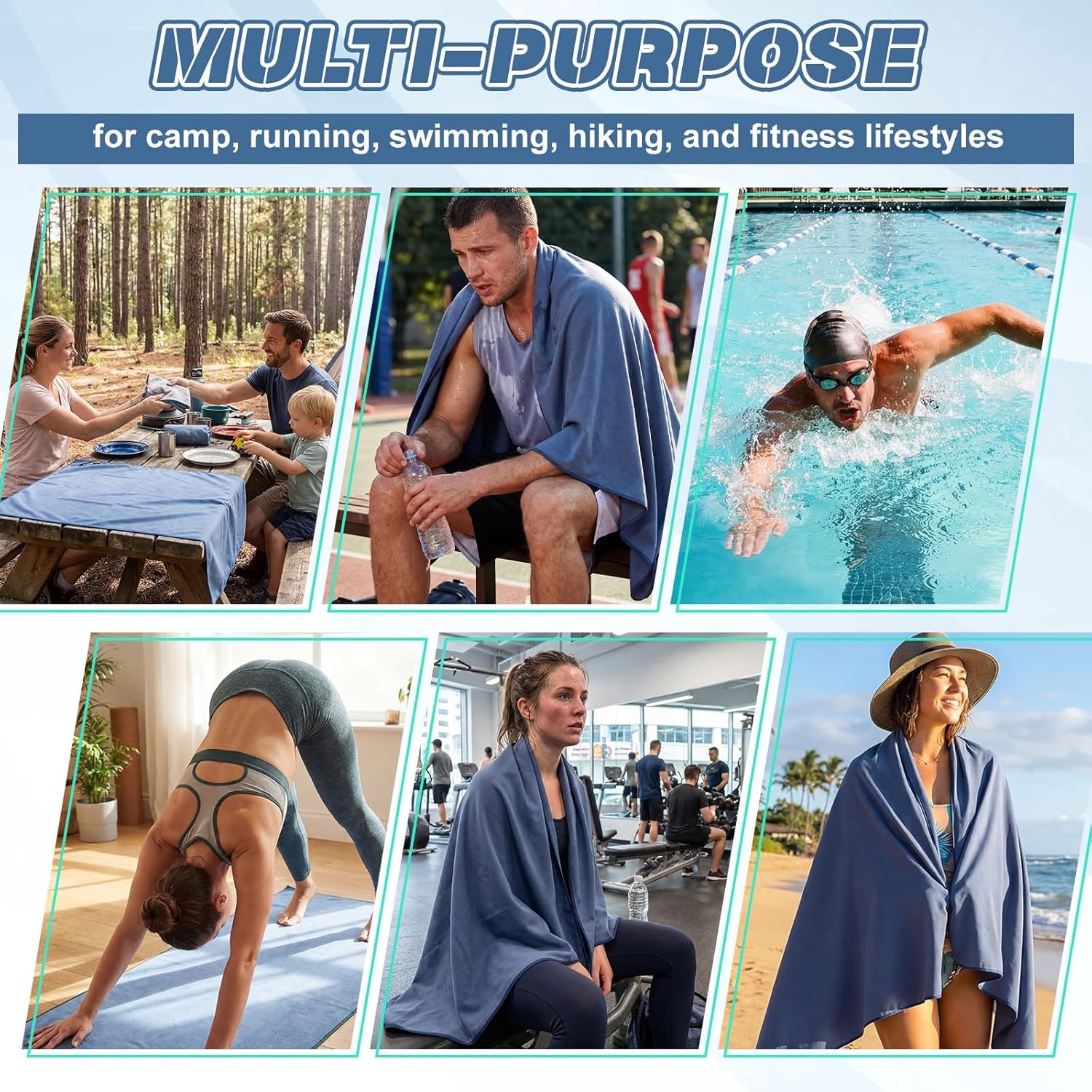 6 Pack Quick Dry Microfiber Towels with Carry Bag, Super Absorbent Soft