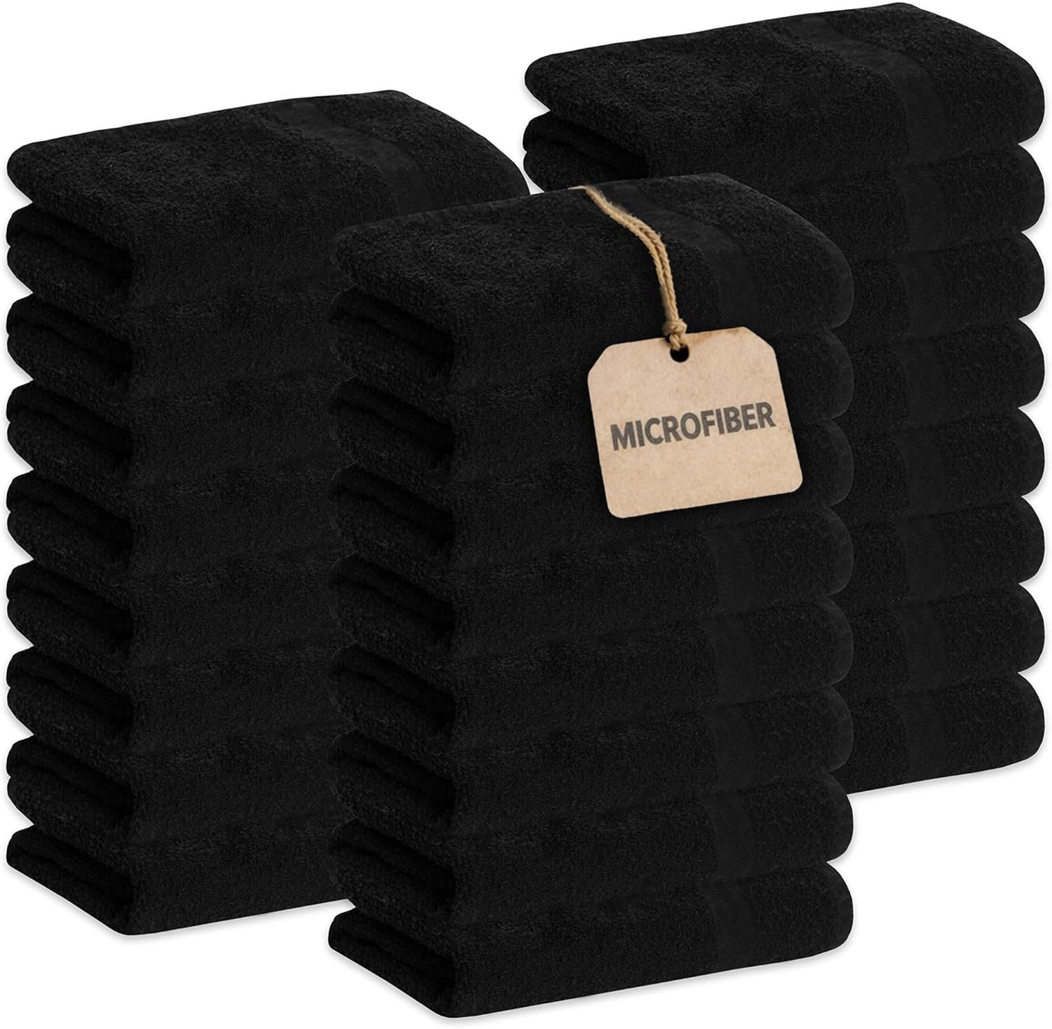 Black Microfiber Bleach Safe Towel Bulk Sets, Premium Spa Quality, Super Soft