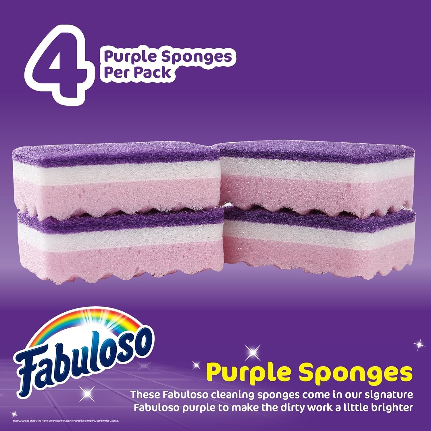 Scratch-Free Kitchen Dish Sponges Purple Cellulose Scrubber Sponge with Scour…