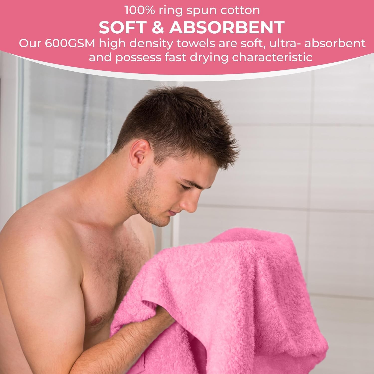 100% Cotton Bath Towels-27x54inch – 6 Pack Shower Towels – Light Weight, Ultra