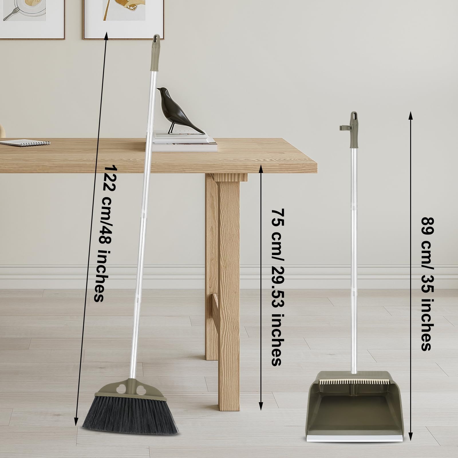 Upgrade Broom with Dustpan Combo Set – Heavy Duty Indoor Outdoor Cleaning