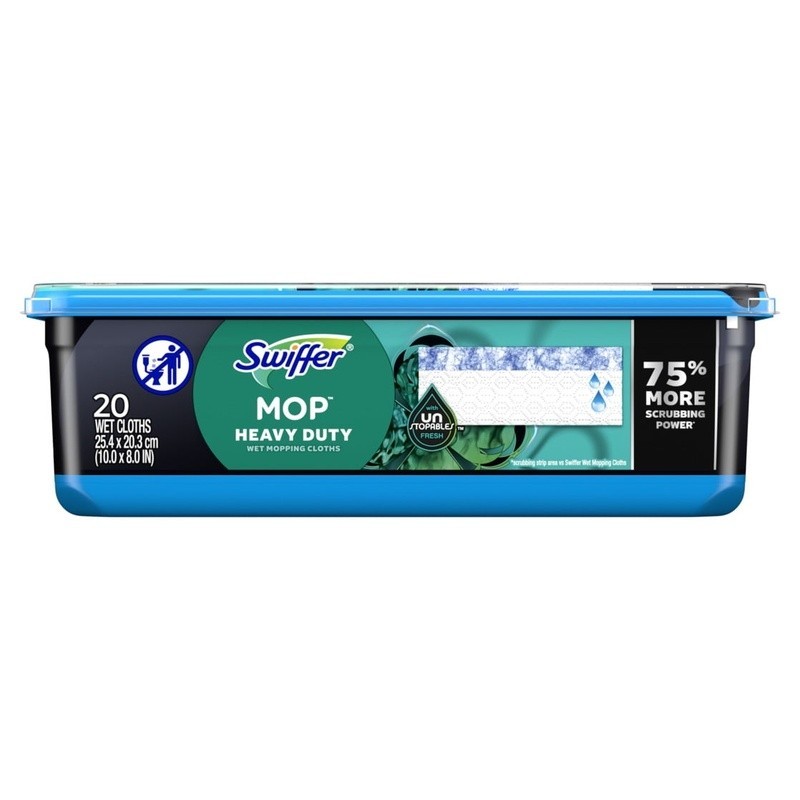 Heavy Duty Wet Mopping Cloths 75% More Scrubbing Power 20 Count Fresh Scent Pads