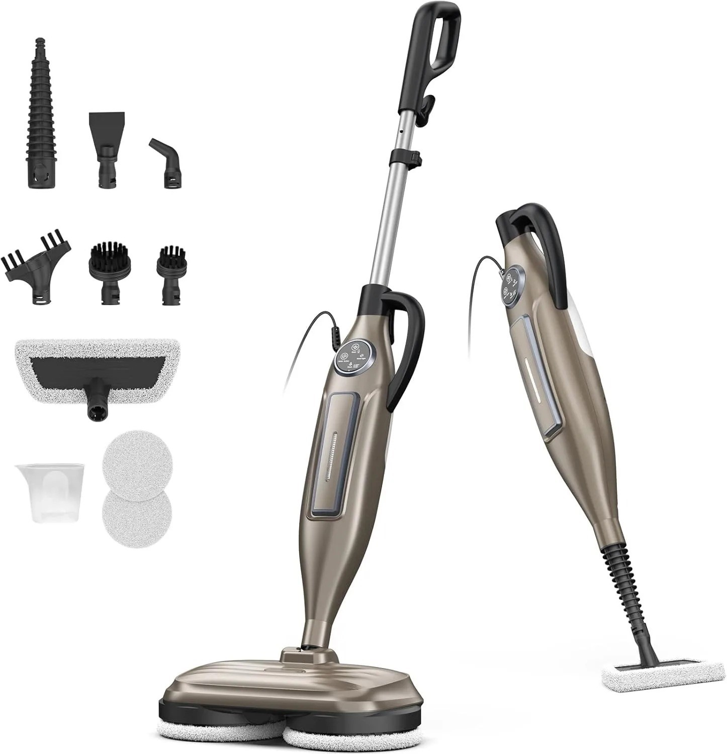 VM6 Scrubbing Steam Mop with Rotating Mop Pads, 10 in 1 Steam Mop, Lightweight