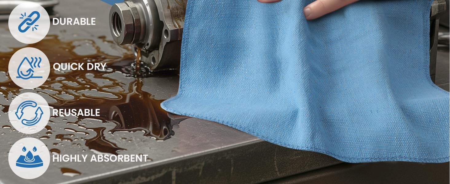 Cotton Shop Towels 12×14 Inch, 100 Pack Soft, Absorbent Reusable Cotton Rags,
