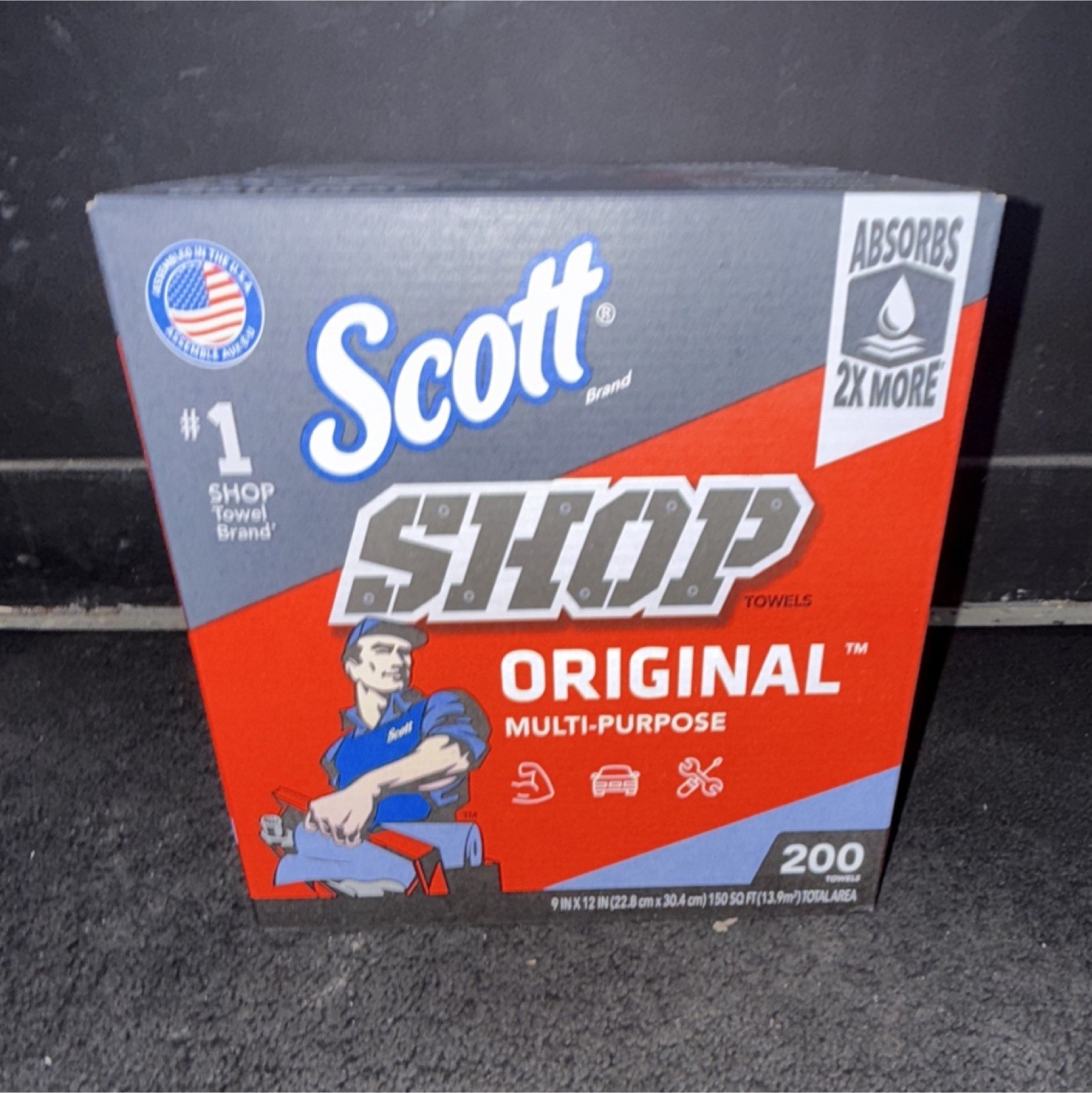 Scott Shop Original Towels 200 Multi-Purpose Blue Paper 9×12 Absorbs 2X More
