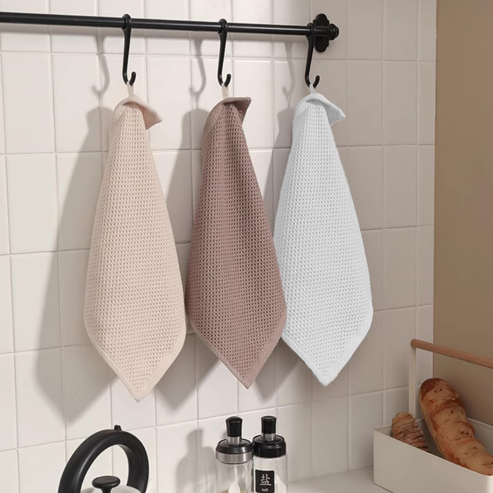 Cotton Dish Towels 6 Pack,12×12 Inch – Super Absorbent, Quick-Dry & Reusable …