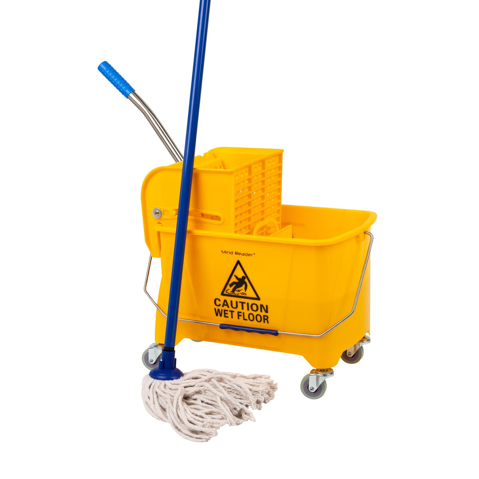 Mind Reader Mop Bucket, 22 Qt (5.5 Gallon) 16.25″L x 10.75″W x 24.5″H, Yellow