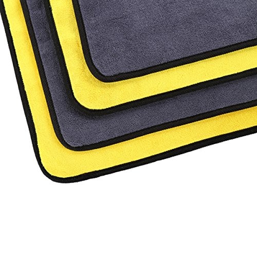 Ultrasoft, Large, Thick and Quick Drying Car 6pack,16 X 16inches Grey-yellow