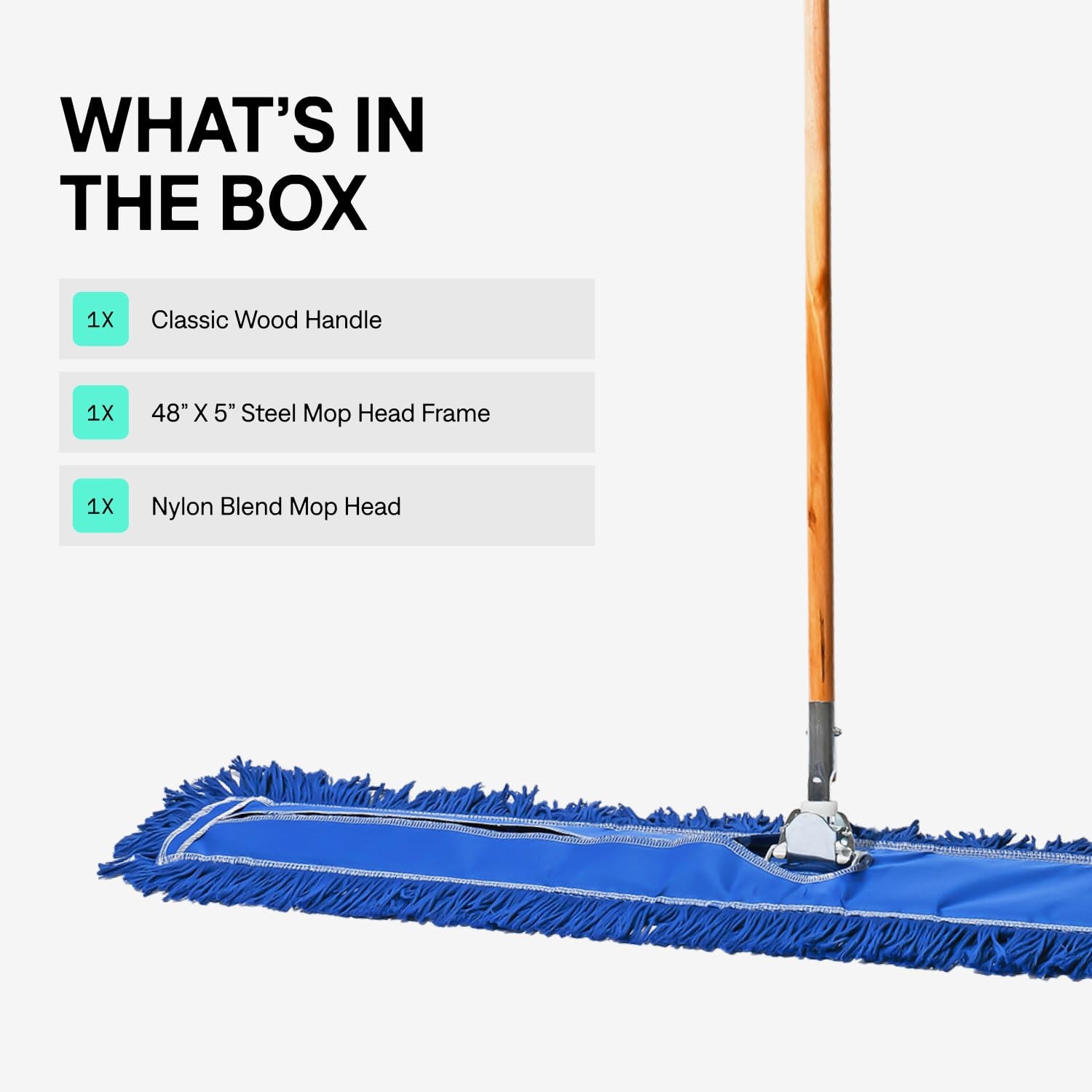 Tidy Tools Commercial Floor Sweeper, 48 in. Reusable Mop 48 X 5 Inch, Blue