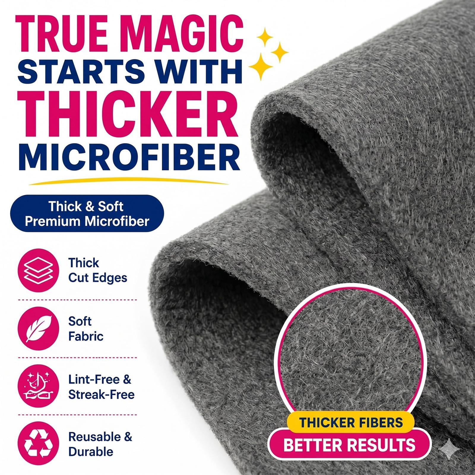 Genie Magic Cleaning Cloth 6-Pack,Microfiber Cleaning Cloths 16×12 Inch,Reusable
