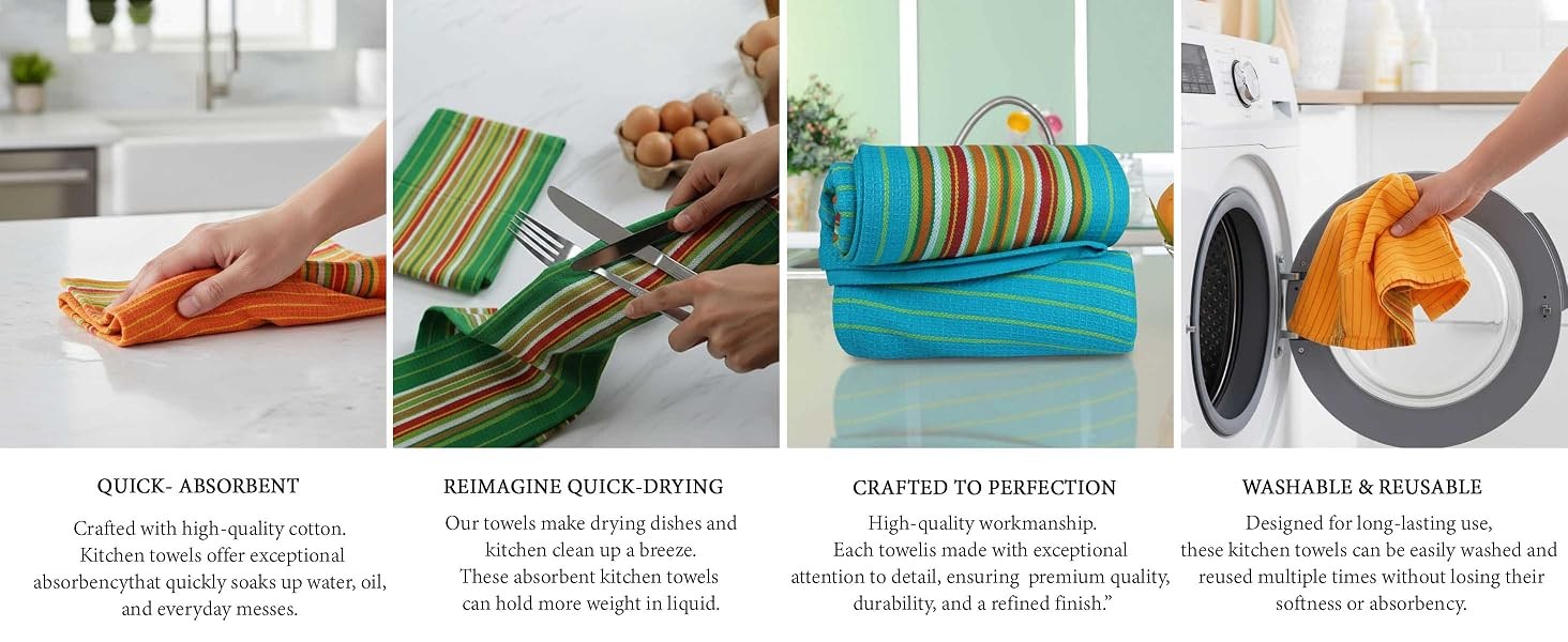 Kitchen Towels 100% Cotton Dish Towels for Kitchen(Set of 12)20”x30” Dish Cloths