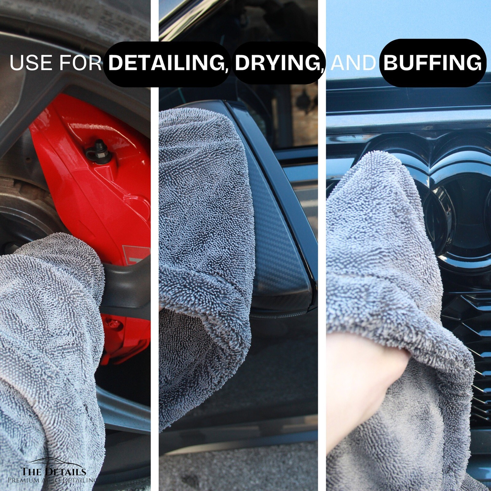 The Details Auto Microfiber Car Drying Towel 36”x24” 1,400GSM, Extra Large