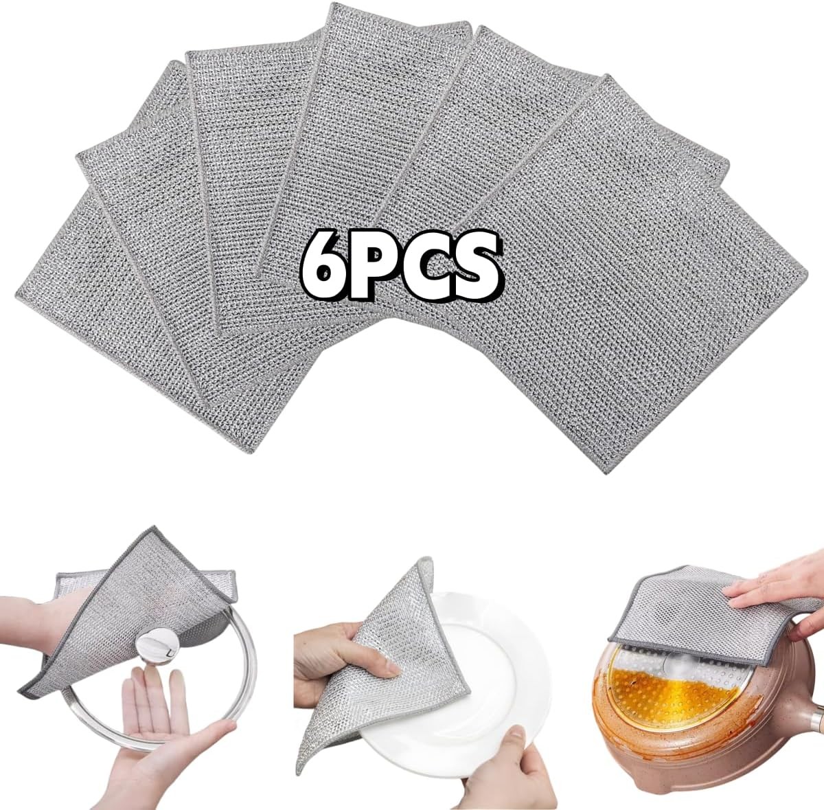 6-pack of Steel Dishwashing Padswool Clean Kitchen Easy Clean 6PCS