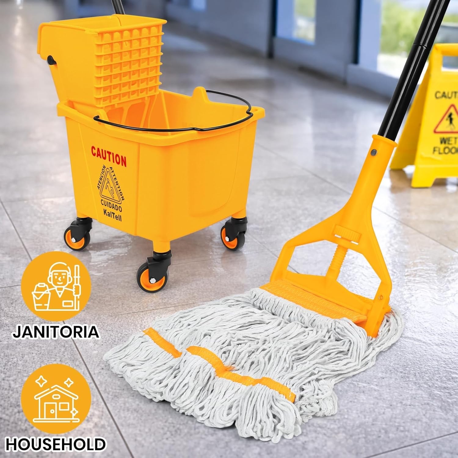 1PK Commercial Mop Head Replacement 16 oz, Heavy Duty Wet Industrial Mop Refi…