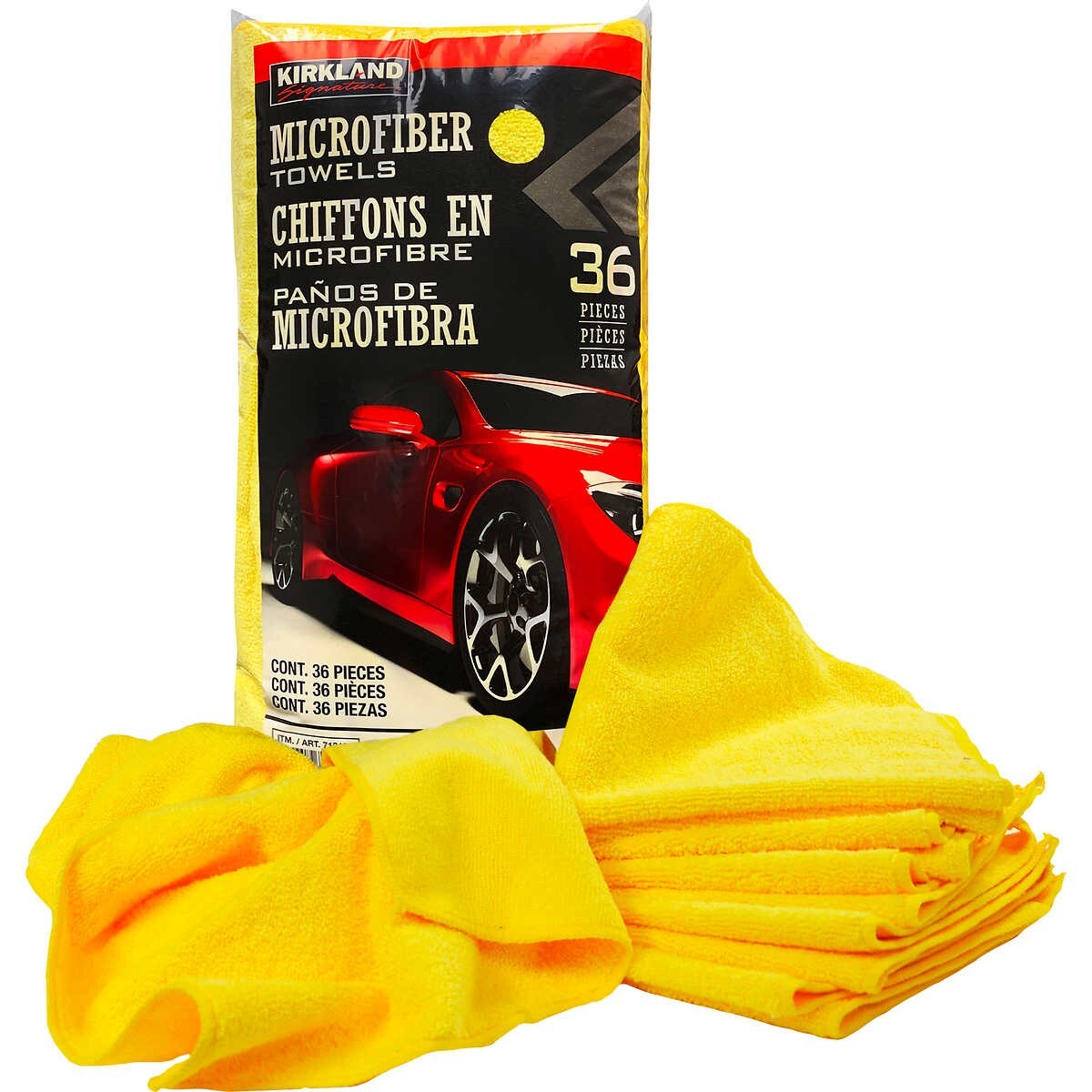 Kirkland Signature Ultra Plush Microfiber Towel, Yellow, 16 in X 16 In, 36-Count