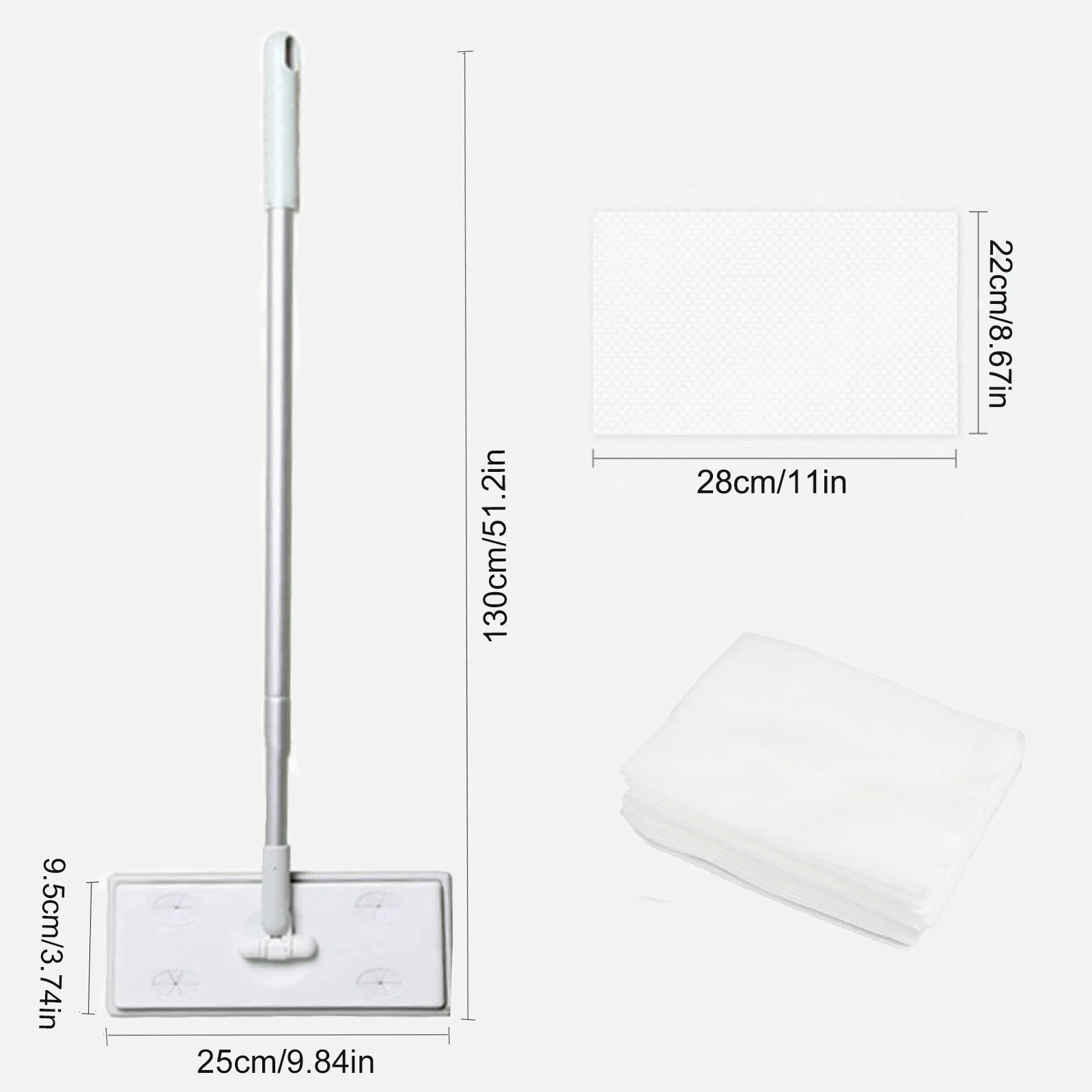 Home Electrostatic Dust Collector Mop Foldable 51.2 in Long Handle with Disposab