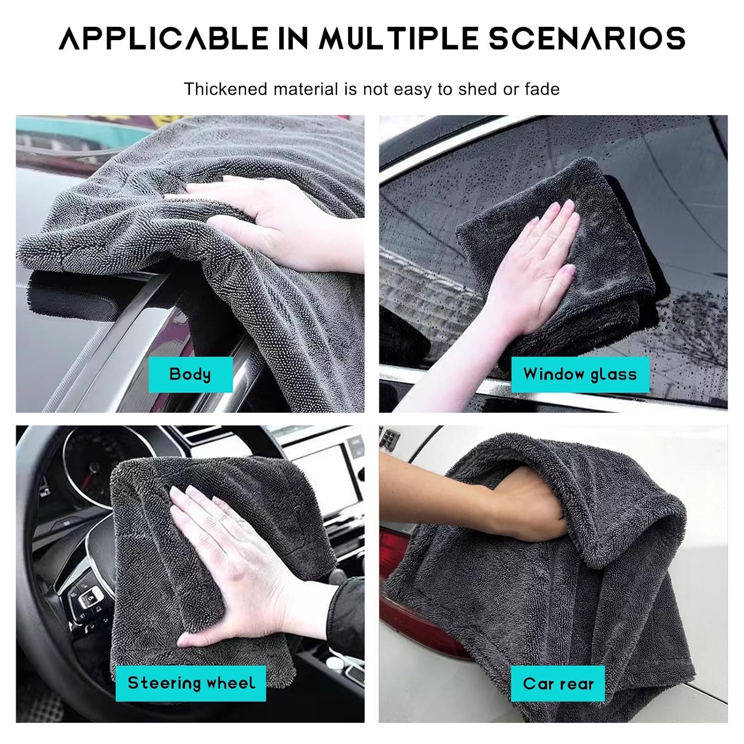 Ultra Thick 1200 GSM Microfiber Towels for Car Wash and Detailing 12.2″ Square