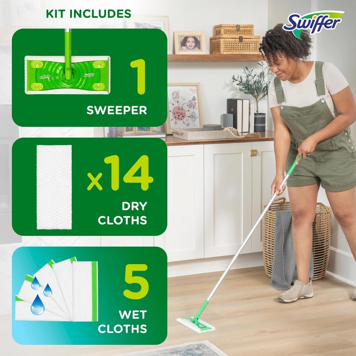 Swiffer Sweeper 2-in-1 Dry + Wet Floor Mopping and Sweeping Kit, 1 Kit