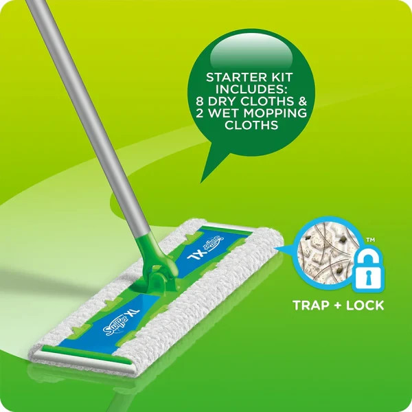 Swiffer XL + Dry Sweeping Cloths + 16 Pack + Refills + Dust + Hair + Floor Clean