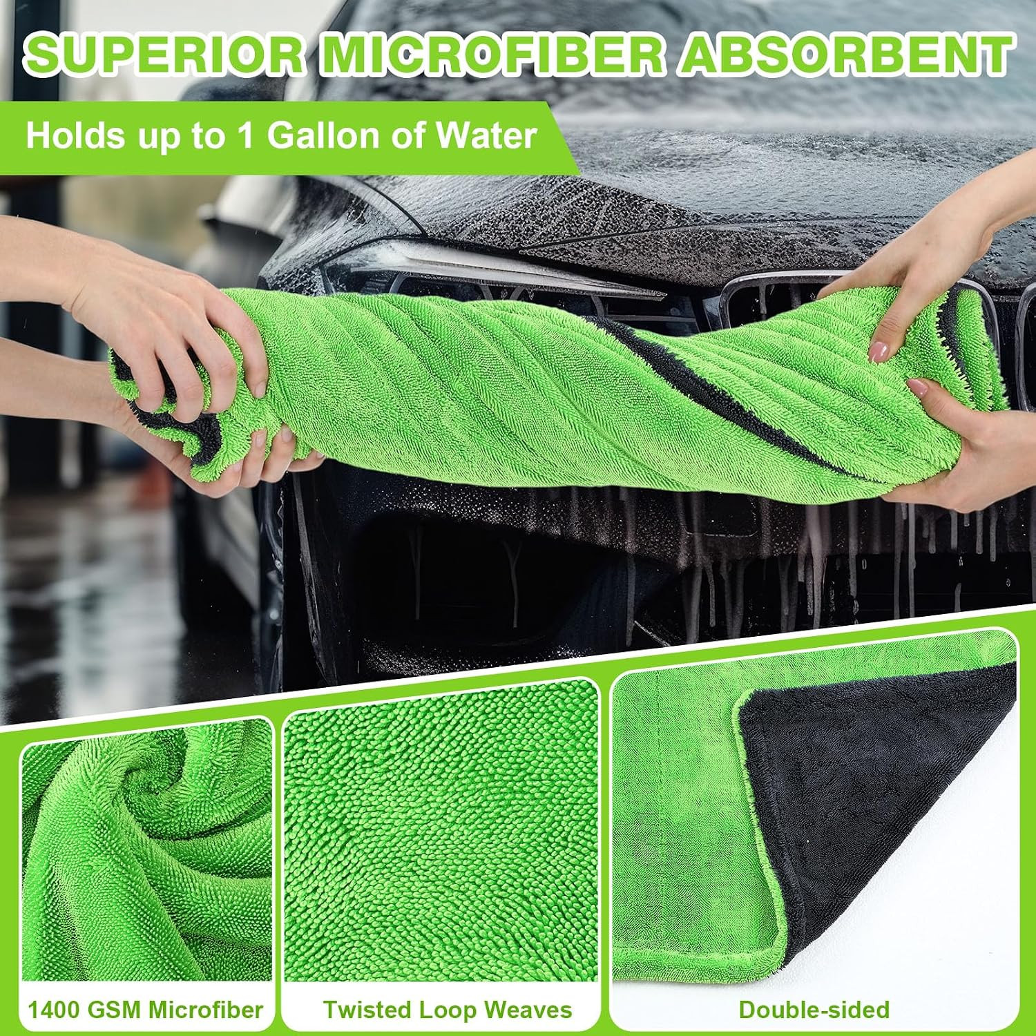 2 Pack Car Drying Towels 48″X24″ Extra Large Microfiber Towels for Cars
